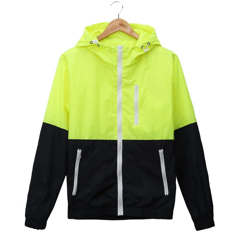 Windbreaker Men Casual Spring Autumn Lightweight Jacket 2023 New Arrival Hooded Contrast Color Zipper up Jackets Outwear Cheap
