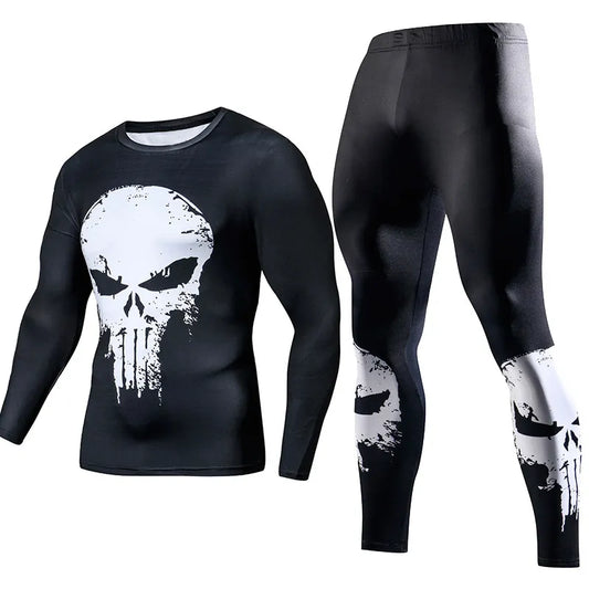Men's Compression GYM Training Clothes Suits Workout Superhero Jogging Sportswear Fitness Dry Fit Tracksuit Tights 2pcs / sets