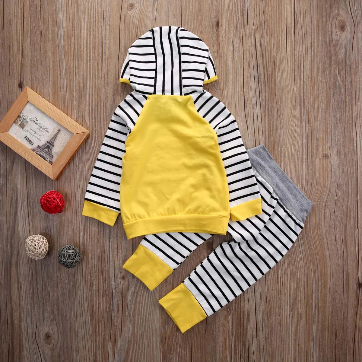 Newborn Toddler Infant Kids Baby Boys Girls Outfits Clothes Long Sleeve Hooded T shirt Tops Pants 2PCS Casual Clothes Set