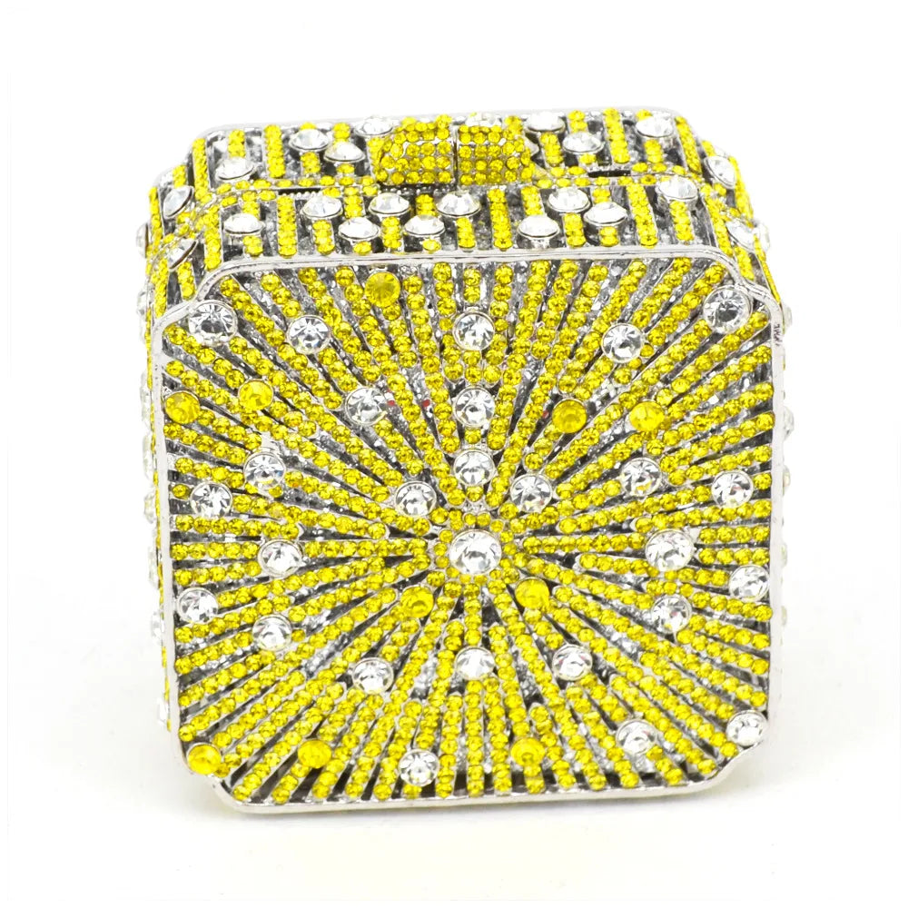 KHNMEET Female banquet Party Purse Luxury Crystal Clutch Bag Box Metal Frame Chain Women Evening Bag Girl Golden Handbags SC228