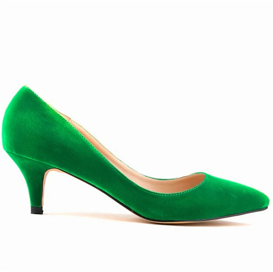 2023 New Autumn 6cm Women's High Heels Shoes Solid Flock Shallow Female Elegant OL Office Shoes Pointed Toe Fashion Women Pumps