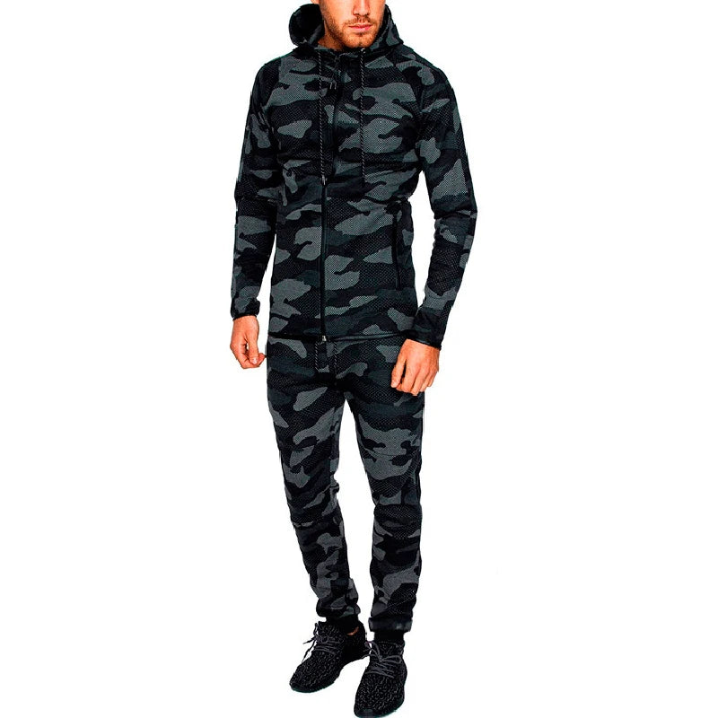 2023 New Spring Men Track Suit Fashion Hoodies Sweatshirt Camouflage Sportswear Set Military Jackets Pants Tracksuit Men MY056