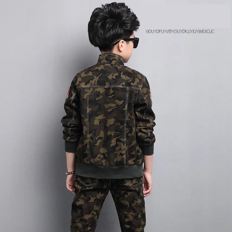 Male child clothing autumn set camouflage cotton 100% 2023 sports sets child spring boy long-sleeve + pants 2pcs