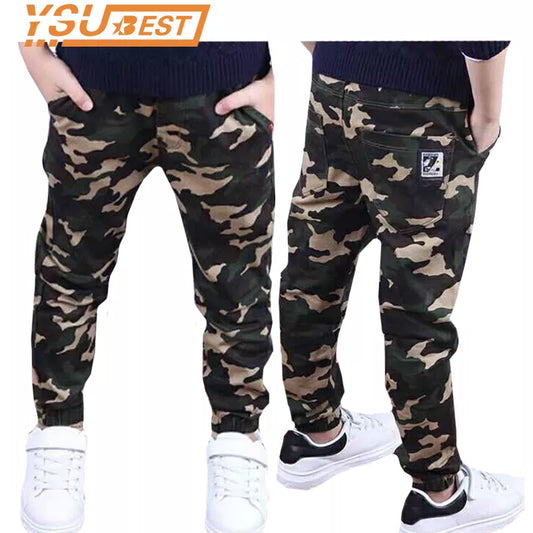 Camouflage Boys Trousers Boys Pants Casual Cotton Print Mid Elastic Waist Harem Kids Pants Boy Children Pants Blue Green Army