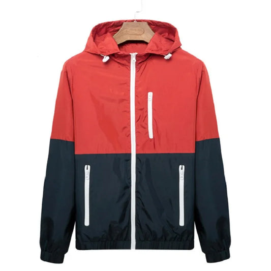 Windbreaker Men Casual Spring Autumn Lightweight Jacket 2023 New Arrival Hooded Contrast Color Zipper up Jackets Outwear Cheap