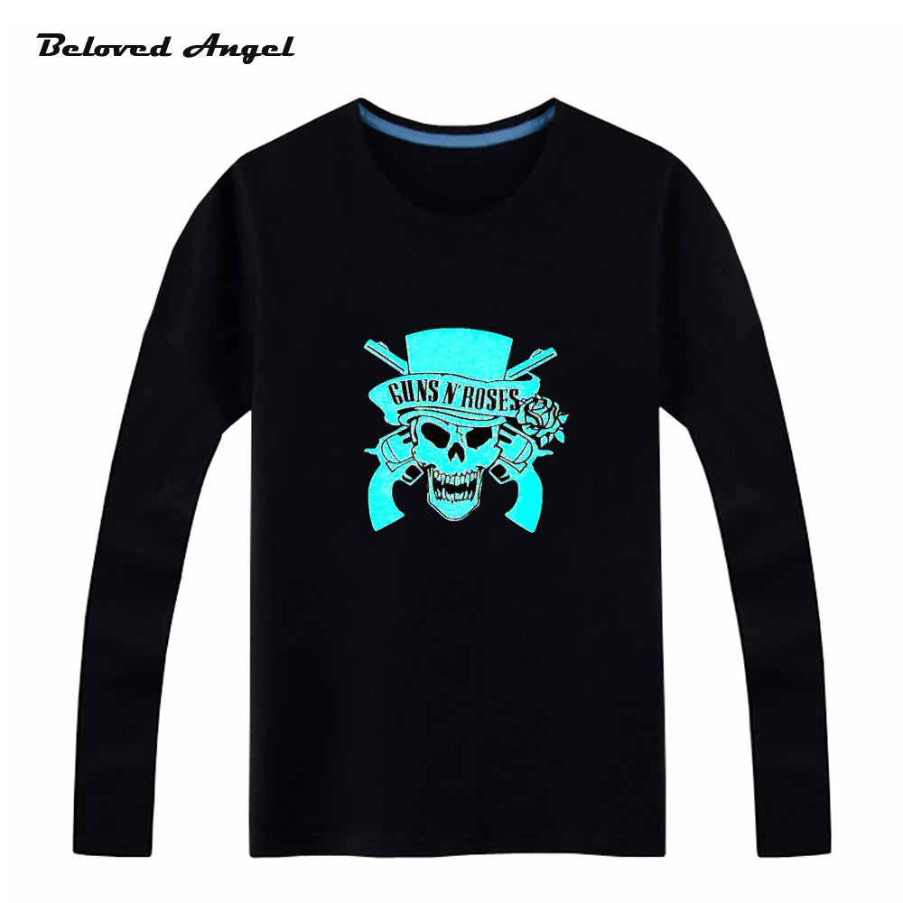 Beloved Angel Blu-ray New Design Kids Long Sleeves Tees Neon Print Shine Children Boys Girls T Shirt Darkness Luminous Clothing
