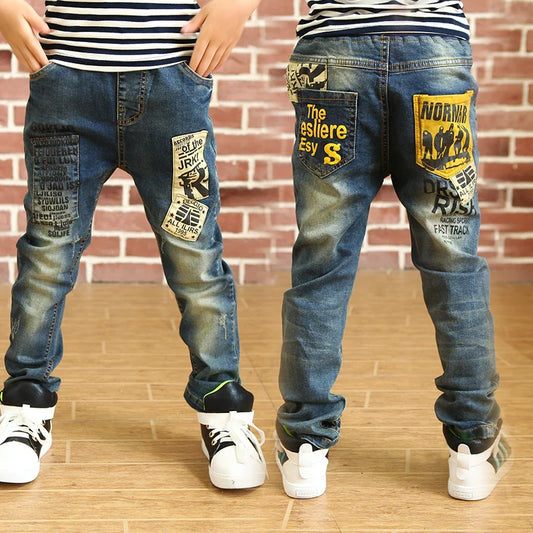 Newest Spring and Autumn Children's  trousers,Kids baby Letter stitching Pants boy's Casual Jeans