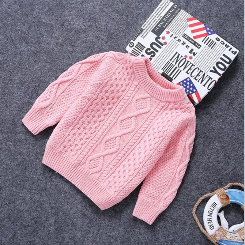 Sweater babi girls boys cotton Warm Pullovers plush inside sweaters girls Winter Autumn Knitted Loose jacket 1-12Y child tops