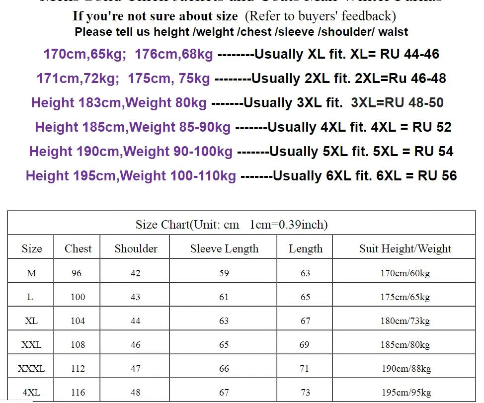 Winter Jacket Men 2023 New Cotton Padded Thick Jackets Parka Slim Fit Long Sleeve Quilted Outerwear Clothing Warm Coats