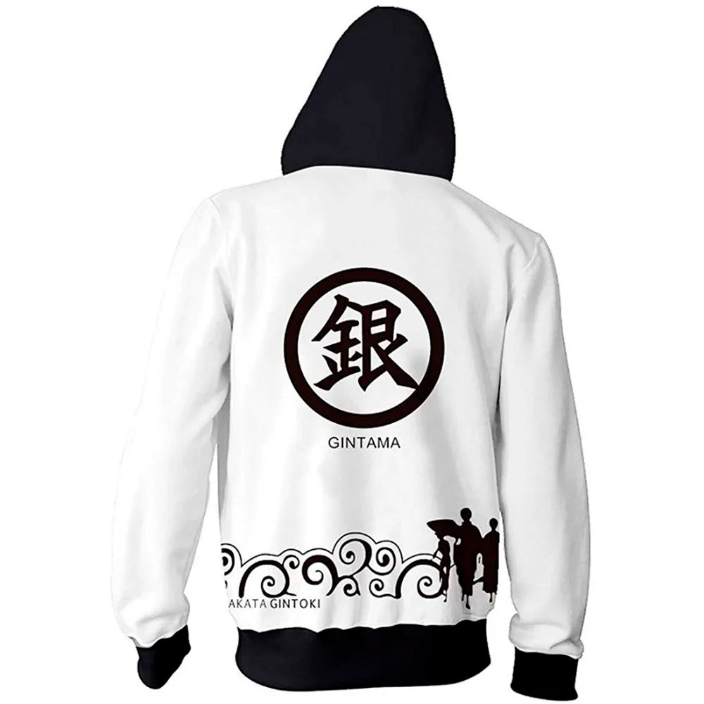 New  Autumn Winter 3D Printed Anime Gintama Men Women Sweatshirt Fashion Cosplay Zipper Men Hoodies Streetwear Jacket Hoodie