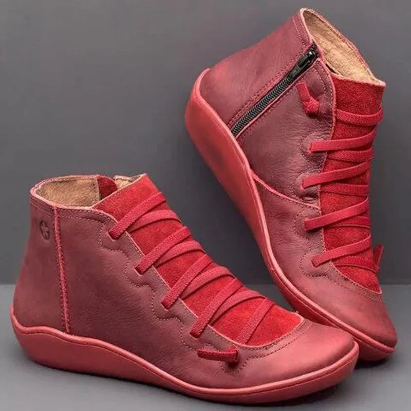 Women's Shoes Autumn Winter Ankle The New Ladies Boots Female Fur Lace Up Leather Boots Large Size Fashion Waterproof 2019