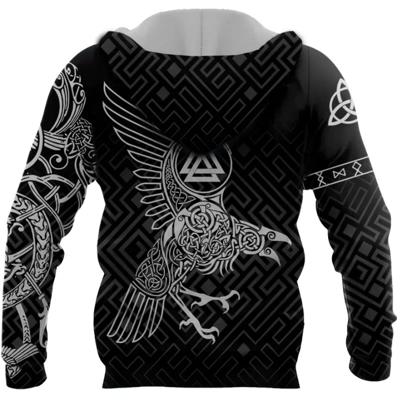 Raven Tattoo 3D Printed Men hoodies Harajuku Fashion Hooded Sweatshirt Autumn Unisex Street hoodie sudadera hombre WS-119