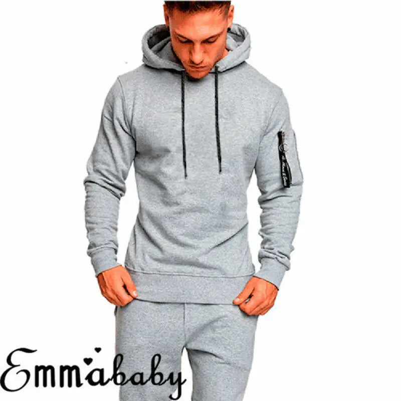 Men Plain Regular jogging suit Full Tracksuit Sweat Shirt Bottoms Top Fleece Men's solid color sports suit