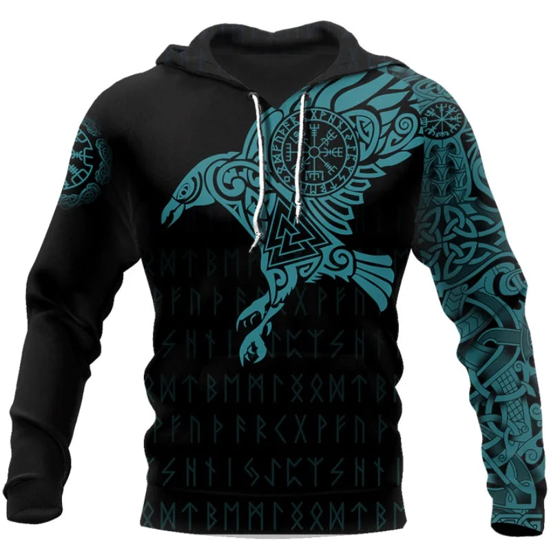 Huginn and Muninn Odin Tattoo 3D Printed Men hoodies Harajuku Fashion Hooded Sweatshirt Autumn Unisex hoodie sudadera hombre