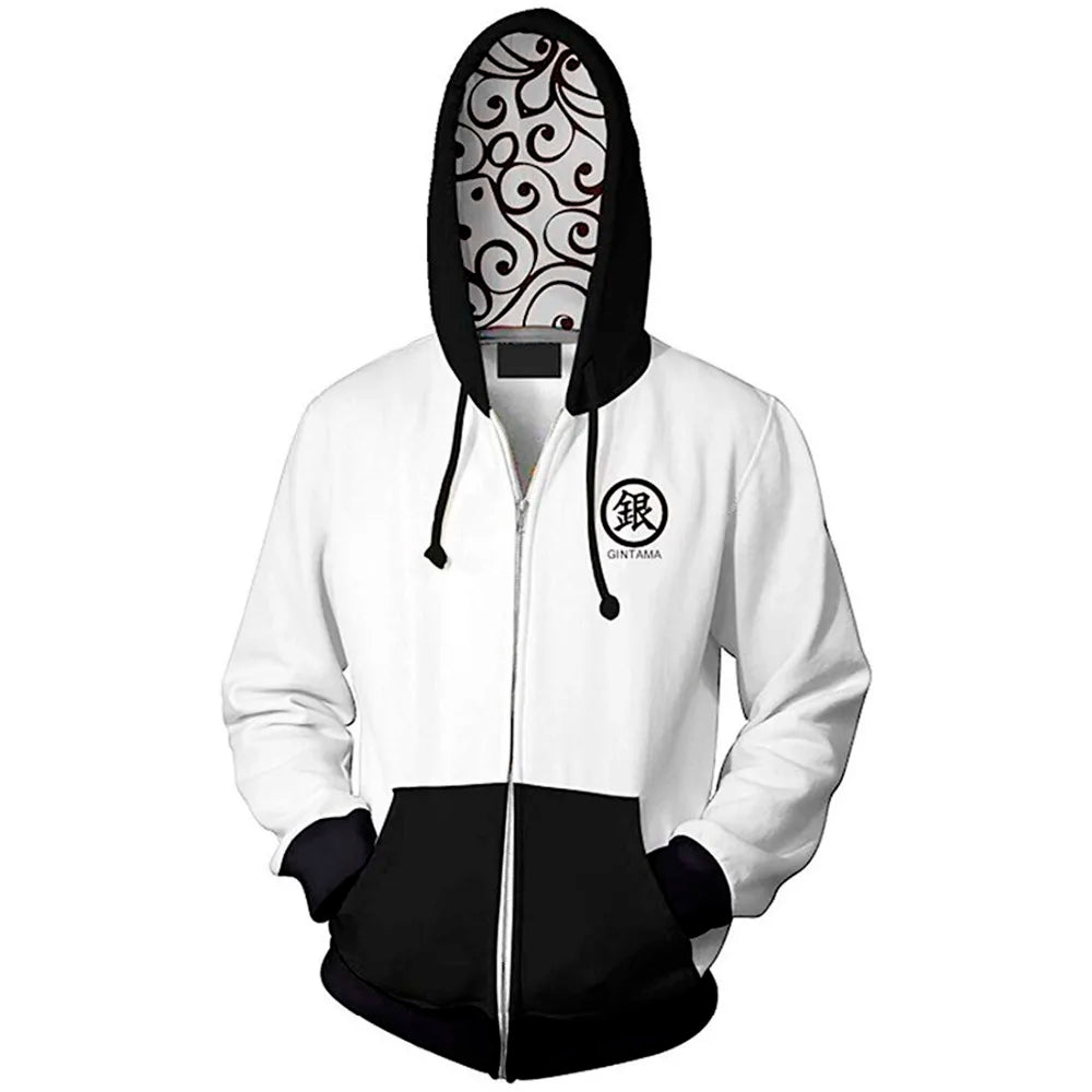 New  Autumn Winter 3D Printed Anime Gintama Men Women Sweatshirt Fashion Cosplay Zipper Men Hoodies Streetwear Jacket Hoodie