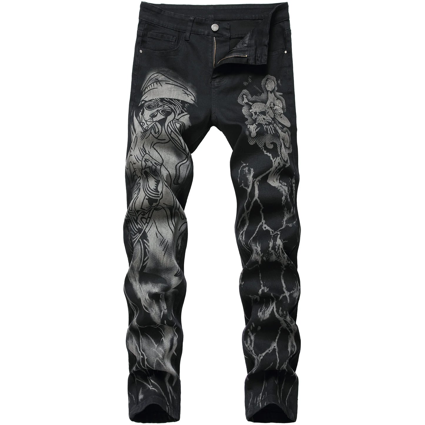 New Style Printed Jeans Men's Micro-elastic Jeans Fashion Original Pattern Design Printed Men Pants Brand Male Slim Jeans