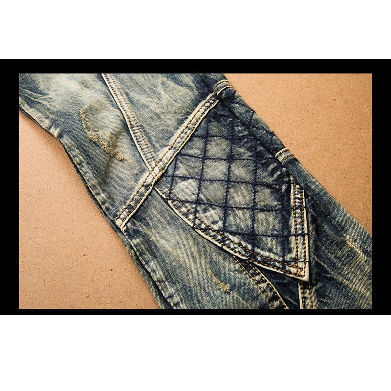 Jeans For Men Cargo Pants Splicing Denim Trousers Biker High Quality Male Straight Casual Designer Military Many Multi-Pocket