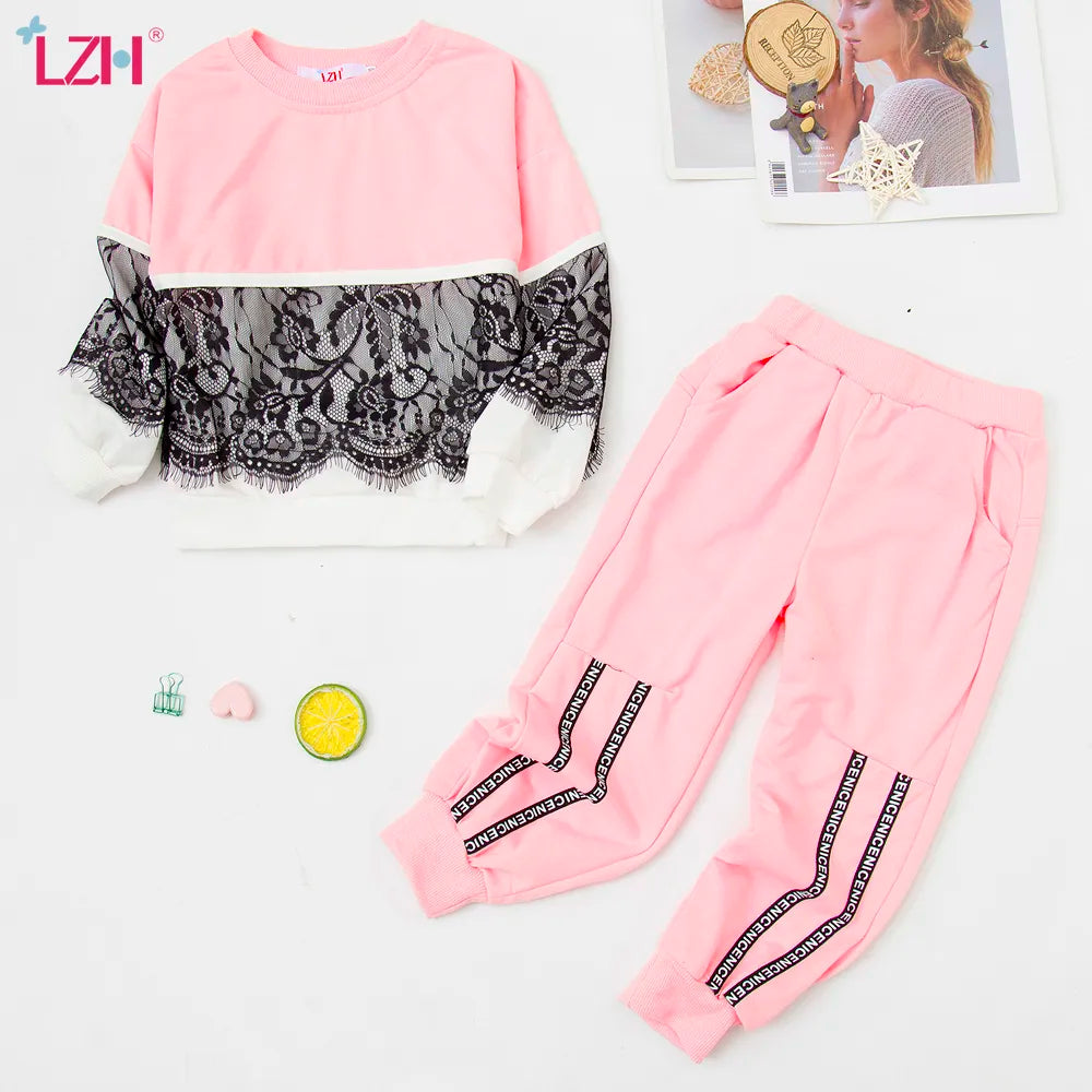 LZH Children Clothing 2022 Autumn Winter Toddler Girls Clothes Hooded Costume Outfit Suit Kids Tracksuit For Girls Clothing Sets