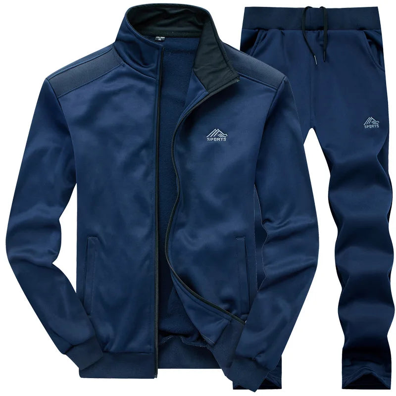 2023 Gym Spring Jacket + Pants Casual Tracksuit Men Sportswear Tracksuits Men Polyester Sweatshirt Sporting Fleece ropa hombre