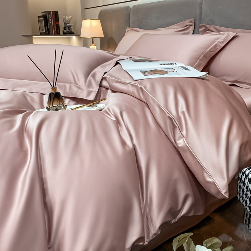 Long-staple Cotton Four-piece Set Bed Sheet Quilt Cover Light Luxury Bare Sleeping