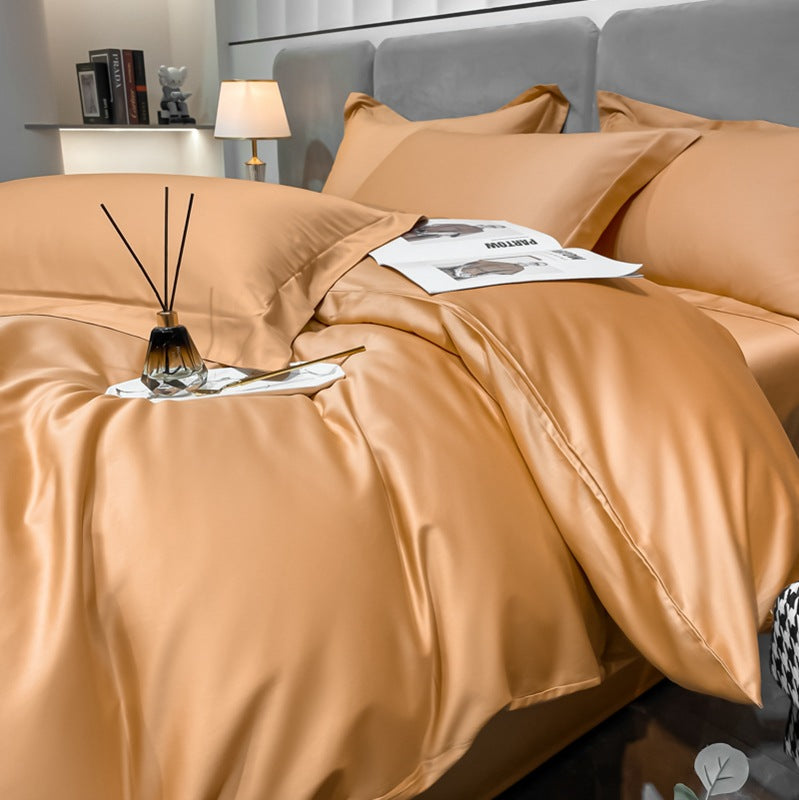 Long-staple Cotton Four-piece Set Bed Sheet Quilt Cover Light Luxury Bare Sleeping