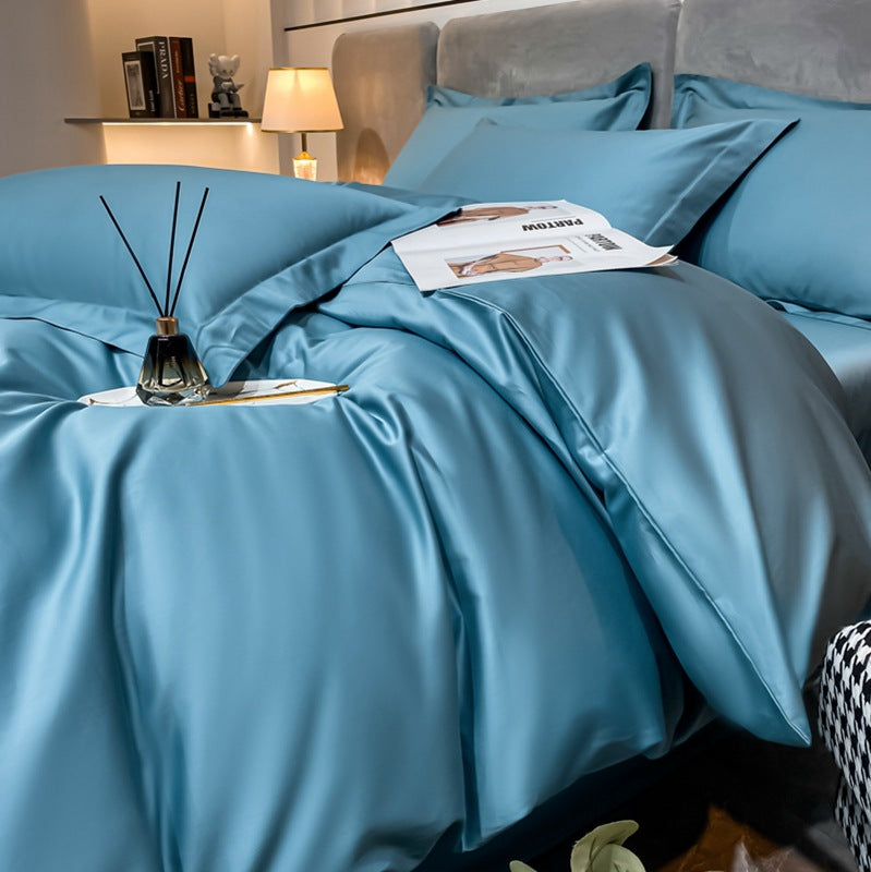 Long-staple Cotton Four-piece Set Bed Sheet Quilt Cover Light Luxury Bare Sleeping