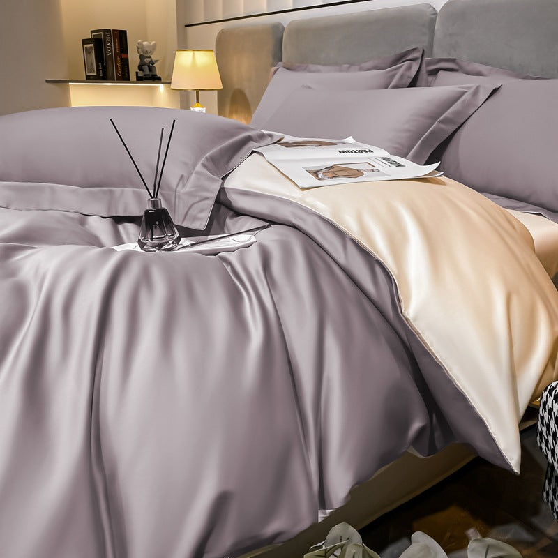 Long-staple Cotton Four-piece Set Bed Sheet Quilt Cover Light Luxury Bare Sleeping