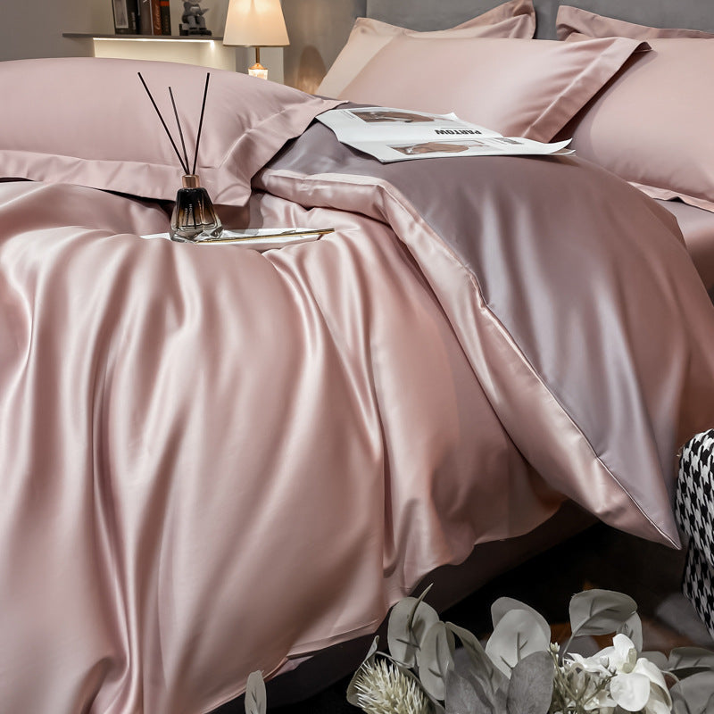 Long-staple Cotton Four-piece Set Bed Sheet Quilt Cover Light Luxury Bare Sleeping