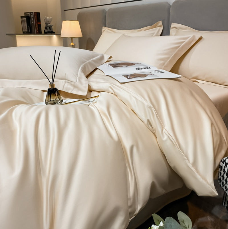 Long-staple Cotton Four-piece Set Bed Sheet Quilt Cover Light Luxury Bare Sleeping