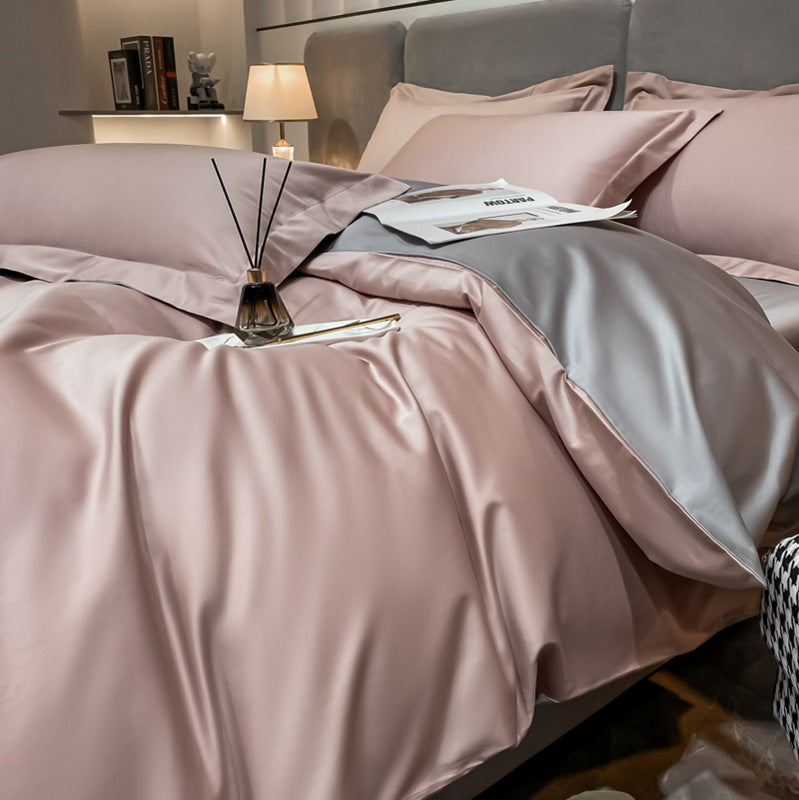 Long-staple Cotton Four-piece Set Bed Sheet Quilt Cover Light Luxury Bare Sleeping