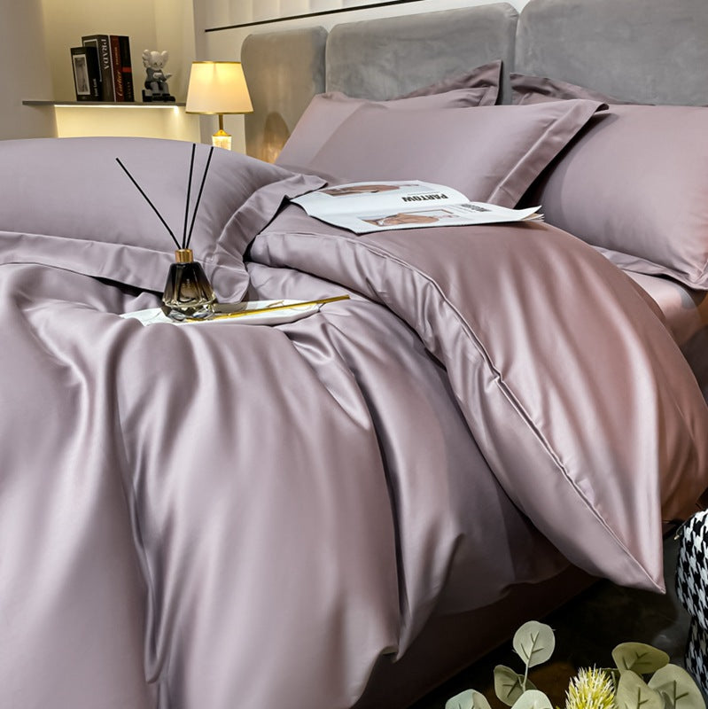 Long-staple Cotton Four-piece Set Bed Sheet Quilt Cover Light Luxury Bare Sleeping