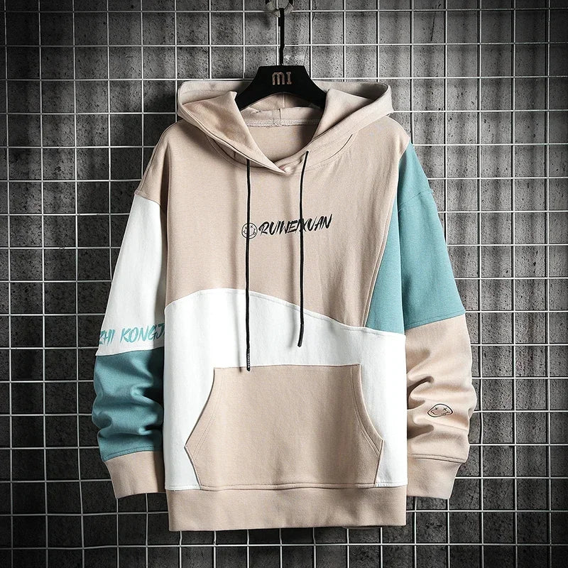 Wetailor Brand Men Hoodies Plus Size Men patchwork Print Long Sleeve Hoodie Hip Hop Streetwear High Quality Fashion Sweatshirt