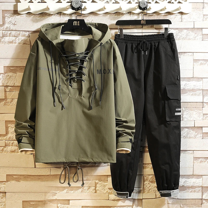 Men's Tracksuit Streetwear Two-piece Set Sweat Suit Polyester Overalls Men's Jacket and Harem Pants 2023 Hip Hop Mens Clothing