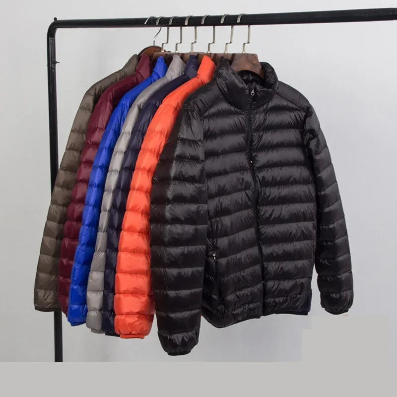White Duck Autumn Winter Light Down Jacket Men's Fashion Hooded Short Ultra-thin Lightweight Youth Slim Coat Down Jackets 2023