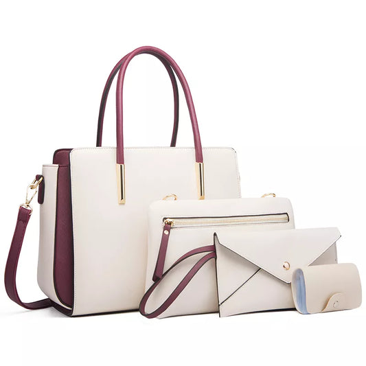 TRAVEASY 2023 Designer Bags Luxury 4 Pcs Set Women's Shoulder Bag Candy Color Hard PU Leather Elegant Ladies Purses and Handbags