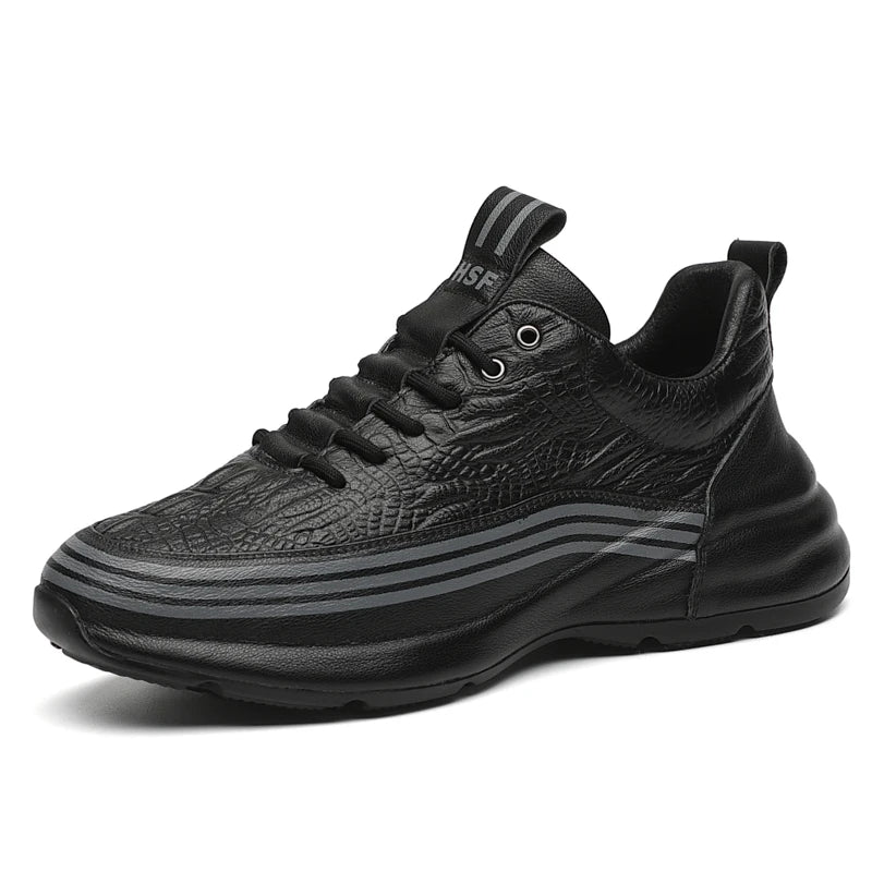 New Genuine Leather Casual Elevator Sport Shoes Increasing Height Comfortable Breathable Elevated Sneakers for Fashion Men Daily