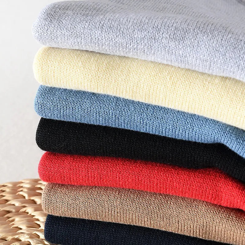 High-quality Pony Vests V-neck Knitted Sweaters Autumn Casual Men Sweaters Pullover Slim Fit 100%Cotton Solid Pullover Plus Size