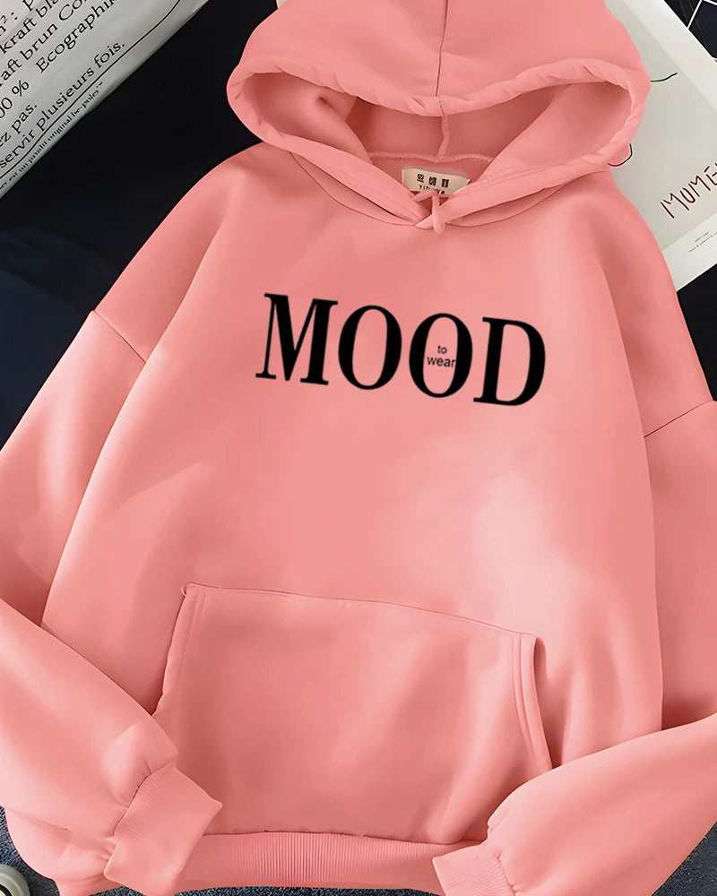 Hirsionsan Simplic Letter Print Hoodies Women Soft Oversized Sportwear Female Sweatshirt Streetwear Fleece Girls Clothes 2023
