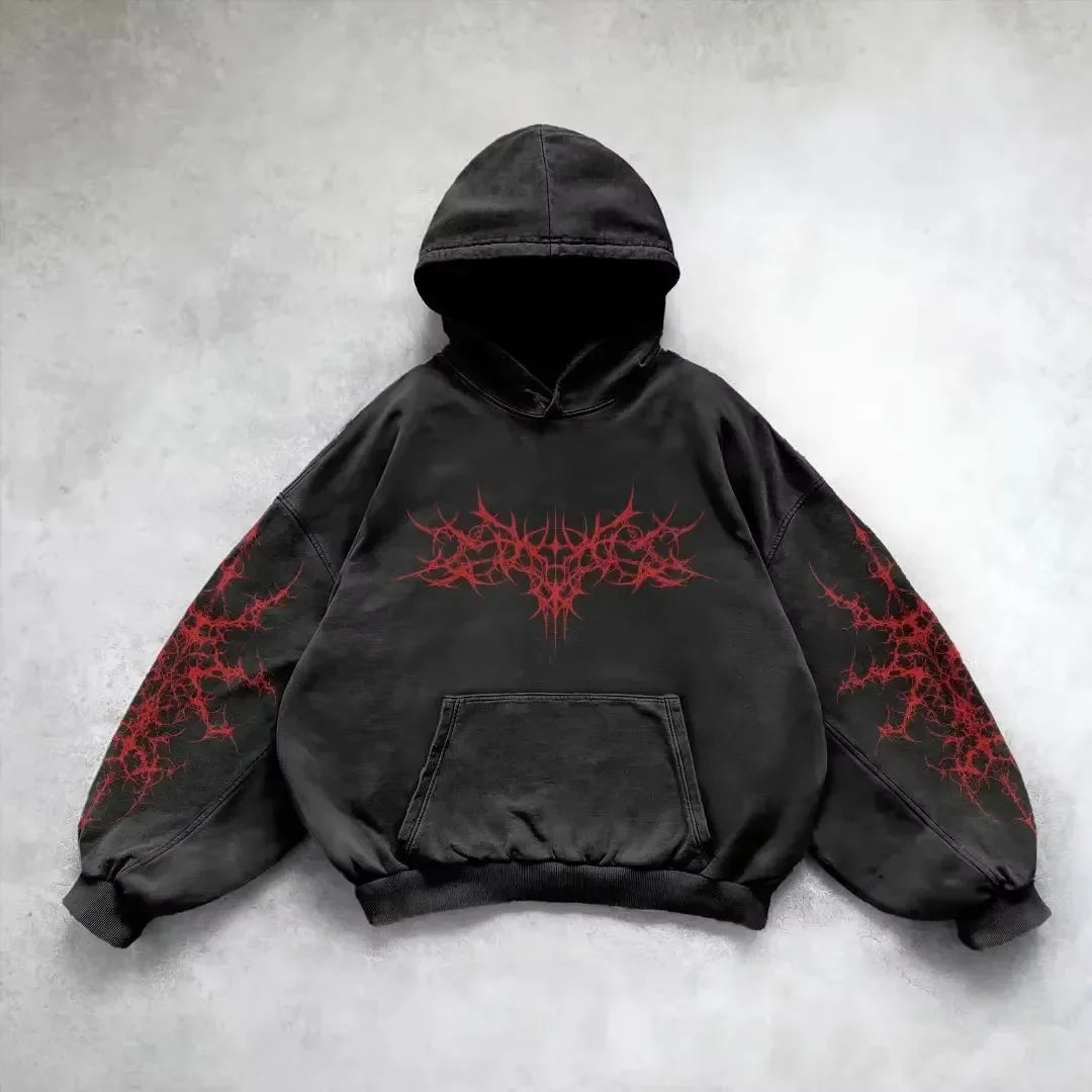 American Hip Hop Hoodie Y2K Printed Zipper Zoodie Winter Lovers Loose Comfortable Long Sleeve Coat Loose Sweater High Street