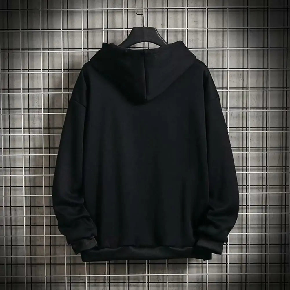 Warm  Chic Pure Color Pocket Winter Coat Zipper Autumn Coat Hat   Men Clothes