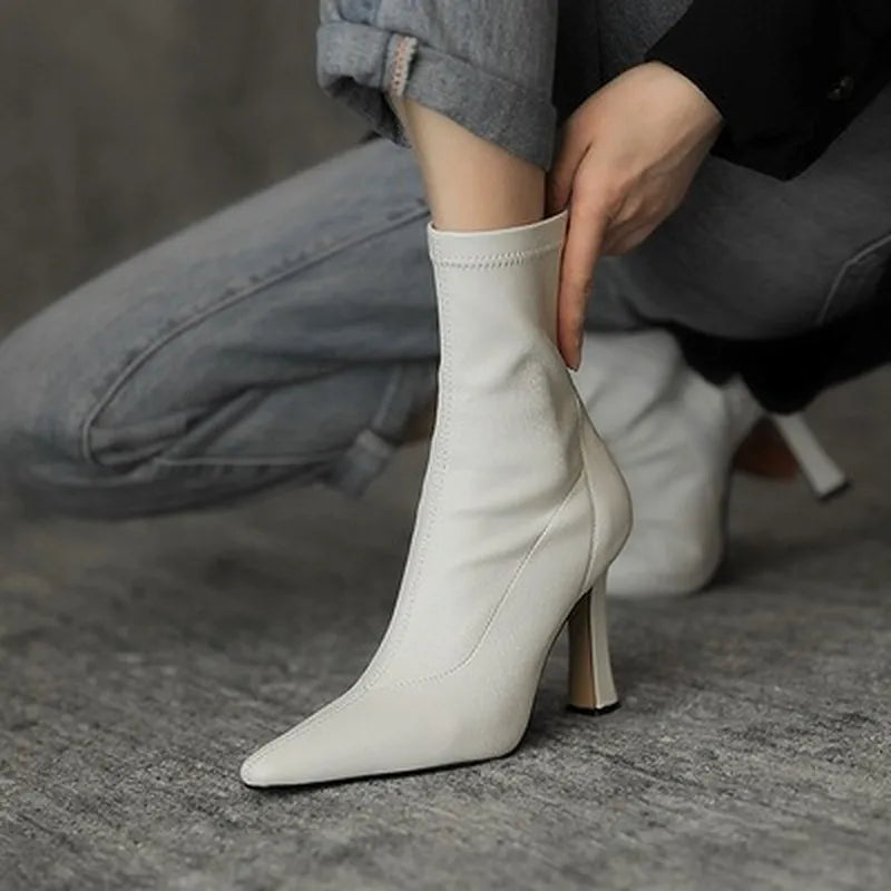 New fashion high heels ankle boots thin boots pointed toe stiletto ankle boots women's shoes