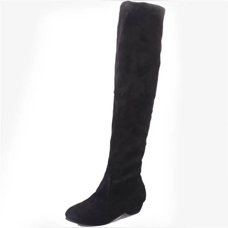Women's High Boots Shoes Fashion Women Over The Knee Boots  New Autumn Winter Flock Botas Feminina Thigh High Boots Ladies