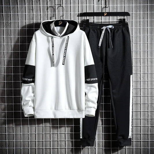 Casual Tracksuit Men Hooded Sweatshirt Outfit Spring Autumn Mens Sets Sportswear 2023 Male Hoodie+Pants 2PCS Jogging Sports Suit
