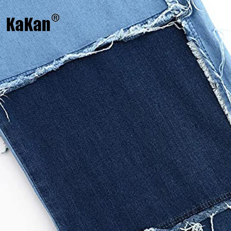 Kakan - New European and American Contrasting Washed Jeans for Men, Street Trend Three Color Patchwork Long Jeans K53-3