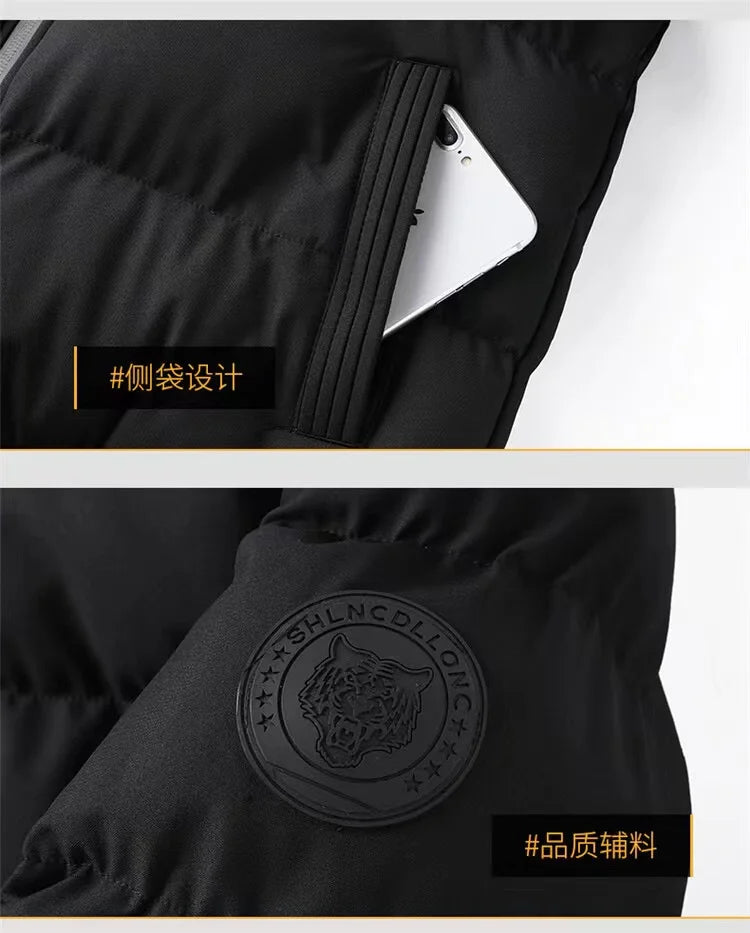 we11done Men's Winter Cotton Padded Hooded Jackets Thick Warm Coat Fashion Zipper Cold Blouse Casual Sports wear Male Outwear