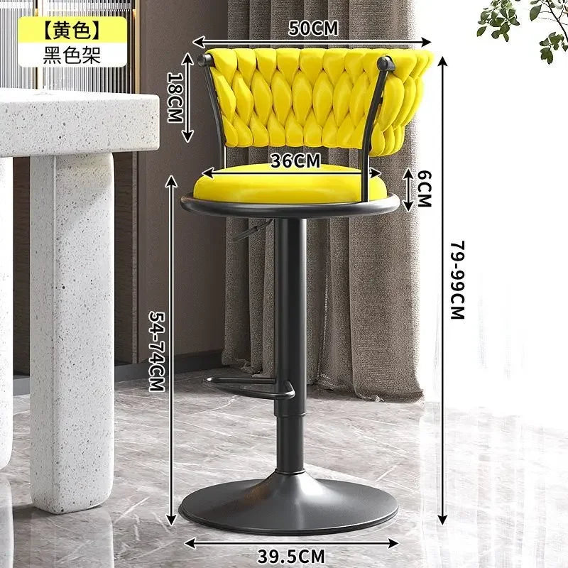 Bar Stool High Stool Can Be Raised and Lowered Light Luxury Backrest High Stool Rotating Iron Kitchen Home Bar Stools