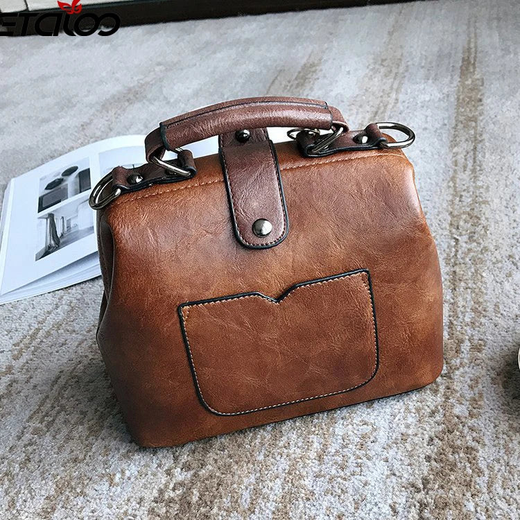 Women Handbag Leather Shoulder Bag Female Doctor Crossbody Hand Totes Pendant Tassel Rivets Casual Famous Brand Women's Bag