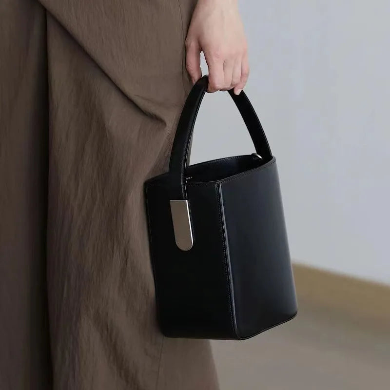 Ins Style Women's Handbag Split Into Two Bags High-end Creative Designer Shoulder Bags Cross-hand Genuine Leather Bucket Bag