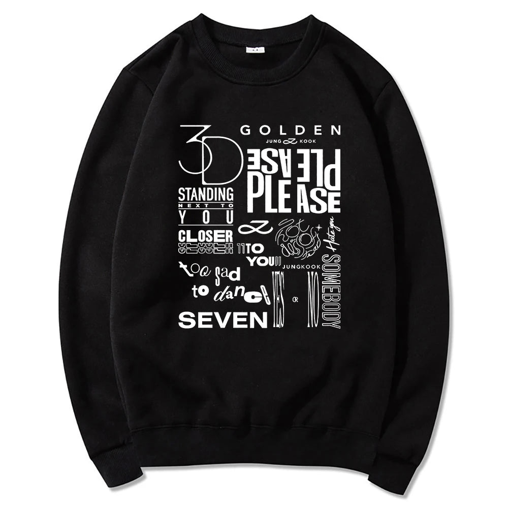JungKook Golden Hoodie Women Harajuku Standing Next To You Hoodies Unisex Autumn Winter Vintage Seven Pullover Sweatshirts Korea