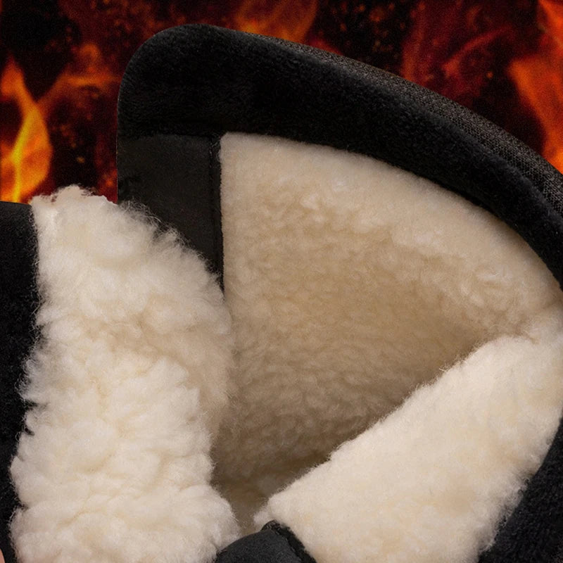 Rotating Button Men Snow Boots Warm Thicken Plush Winter Boots Waterproof New Hiking Boots Wear Resistant Anti Slip Male Boots